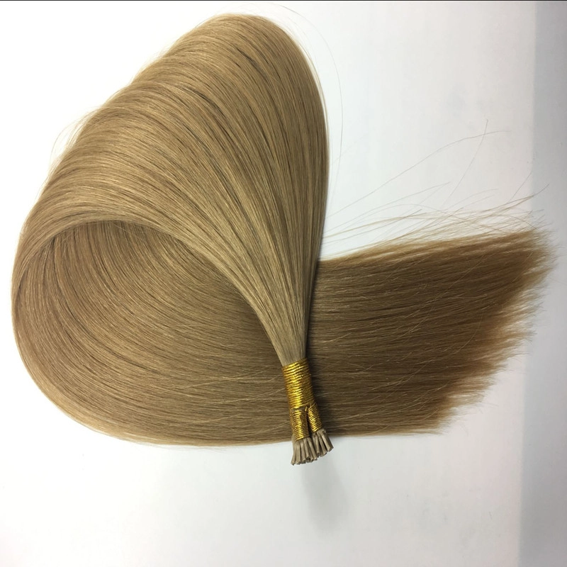 Factory supply brazilian virgin human hair light brown pre bonded i tip hair extensions HJ 036